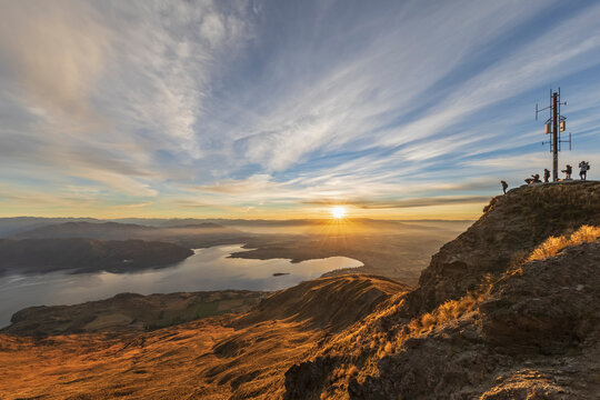 Viewpoint at Roys Peak, Lake Wanaka during sunrise, South Island, New Zealand