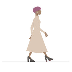 Stylish Afro American girl in fashion clothes. Vector illustration.