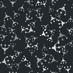 Grey Funnel or filter icon isolated seamless pattern on black background. Vector