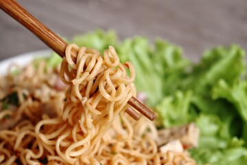 Fried instant noodle spicy Asia street food