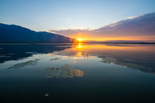 Lake Kerkini at sunrise, Macedonia, Greece