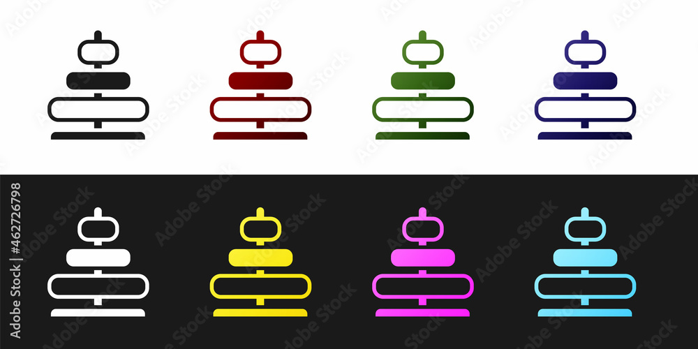 Wall mural set pyramid toy icon isolated on black and white background. vector