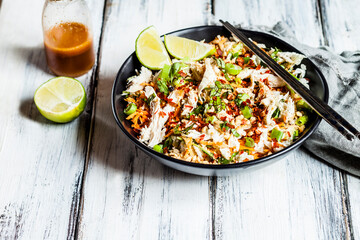 Vietnamese style chicken salad with shredded cabbage