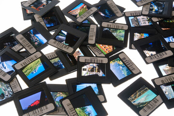 Germany, Studio shot of heap of bar-coded photographic slides