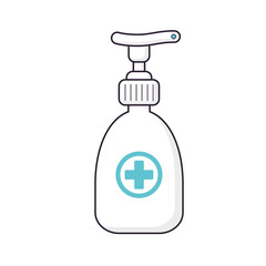 White blank medical hand sanitizer gel bottle, liquid soap, antibacterial and virus antiseptic disinfection, COVID-19 prevention, coronavirus epidemic protection.