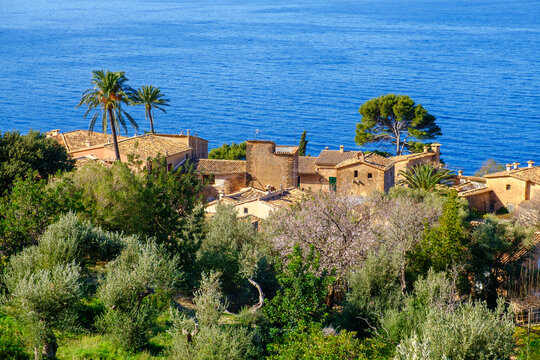 Spain, Mallorca, Llucalcari, Coastal village in Serra de Tramuntana