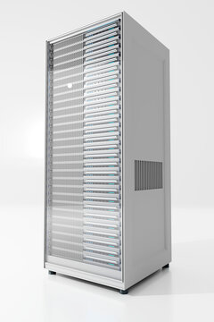 Three dimensional render of server rack