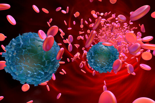 3D rendered Illustration of microplastic in blood stream