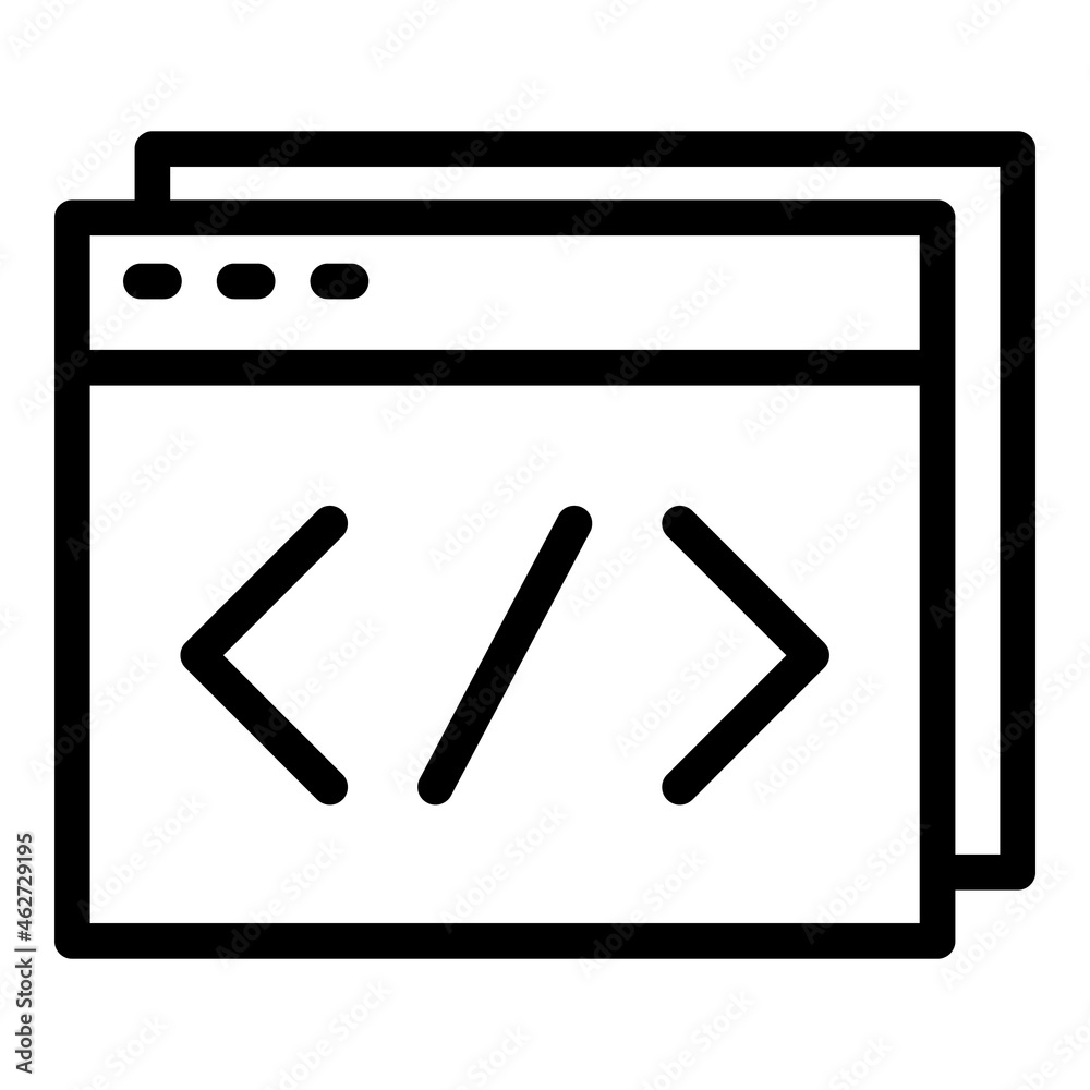 Poster html code icon outline vector. cms development. website system