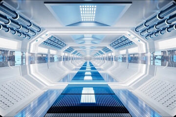 3D rendering interior of space station