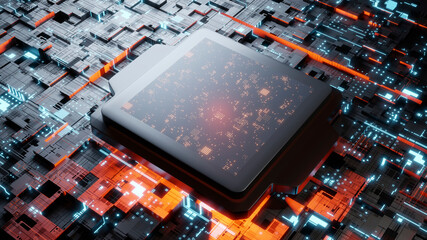 Illustration of CPU on mother board