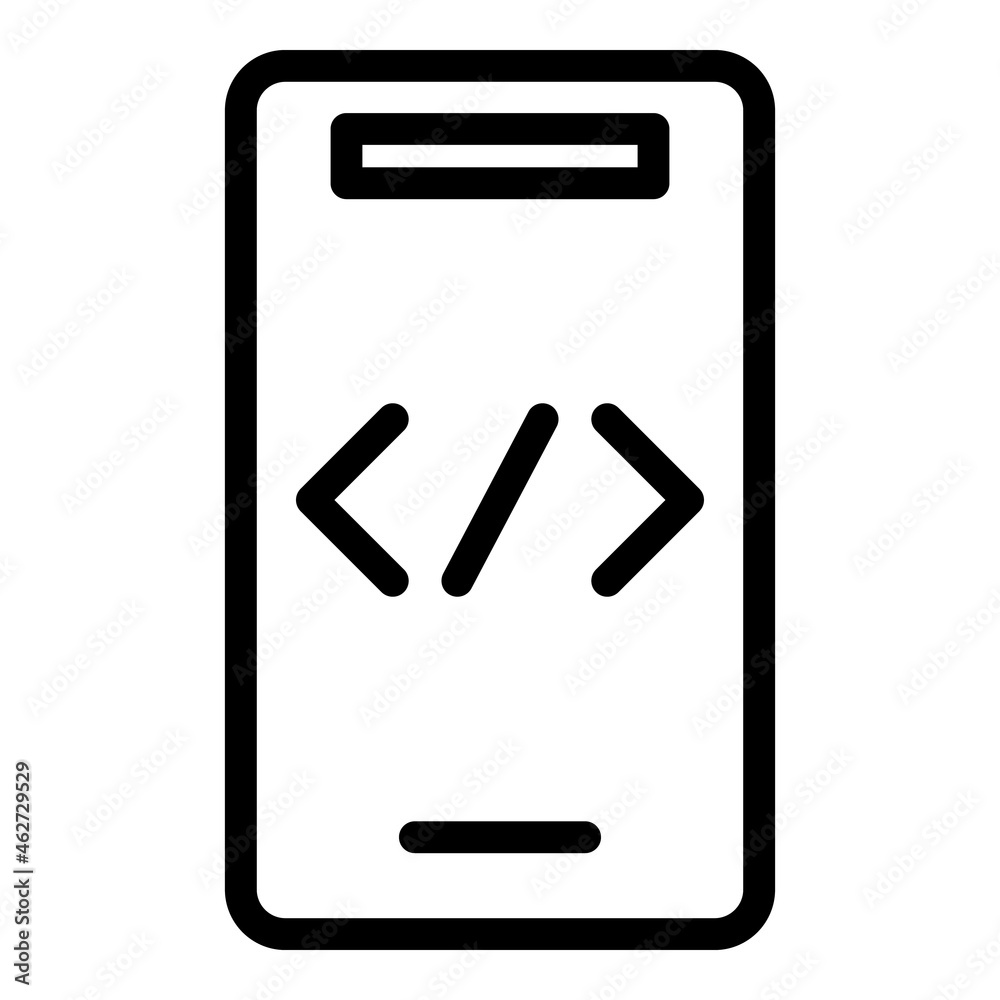 Poster code smartphone icon outline vector. cms development. computer page