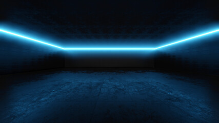 3d illustration on dark industrial factory