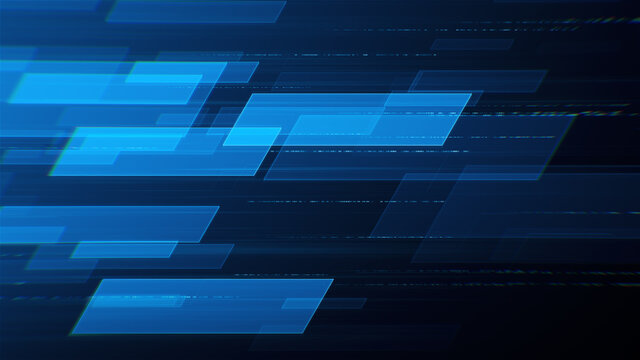 Abstract Dynamic Technology Background With Blue Digital Flow. Futuristic Texture Illustration For Modern Sci Fi Concept.