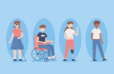 diverse young people, set