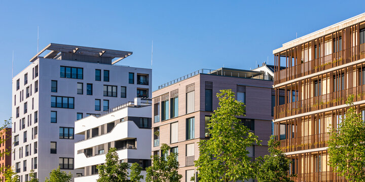 Germany, Baden-Wrttemberg, Heilbronn, Neckar, district of Neckarbogen, New energy efficient apartment buildings