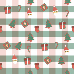 Christmas and Santa theme with cute green background for seamless pattern for print and fabric