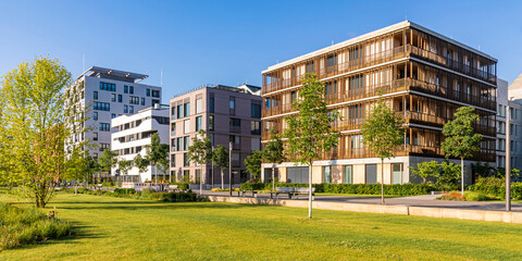 Germany, Baden-Wrttemberg, Heilbronn, Neckar, district of Neckarbogen, New energy efficient apartment buildings
