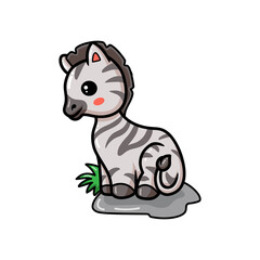 Cute little zebra cartoon sitting