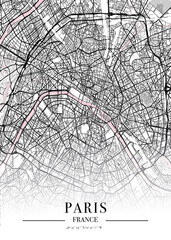 Paris city map poster print. Detailed map of Paris (France). 
