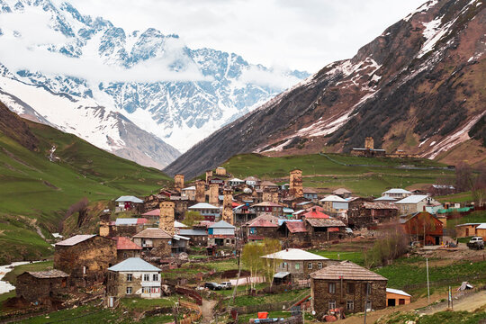 Georgia, Svaneti, Ushguli, Houses of medieval mountain village