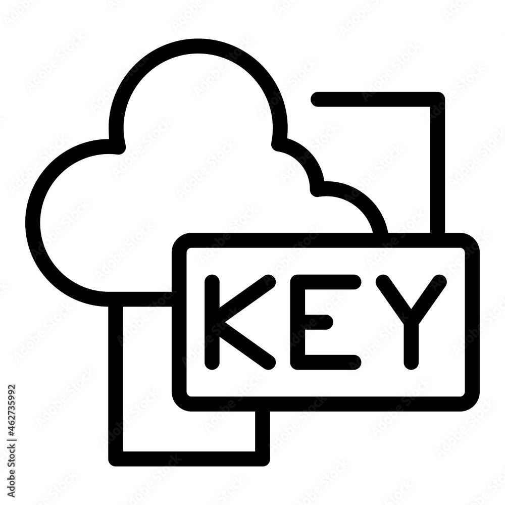 Poster cloud data key icon outline vector. factor verification. code login