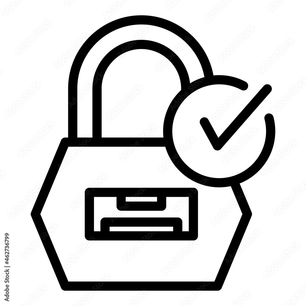 Poster secured padlock icon outline vector. step login. code password