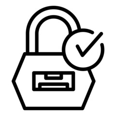 Secured padlock icon outline vector. Step login. Code password