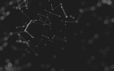 Abstract background. Molecules technology with polygonal shapes, connecting dots and lines. Connection structure. Big data visualization.