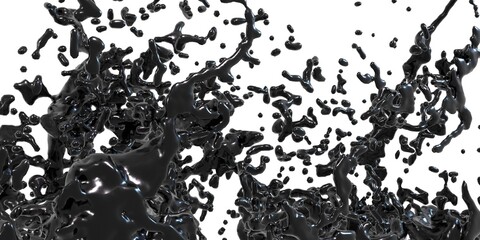 fountain, ink diffused in the air crude oil abstract background splattered oil 3D illustration