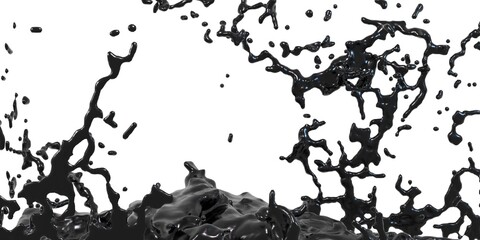 fountain, ink diffused in the air crude oil abstract background splattered oil 3D illustration