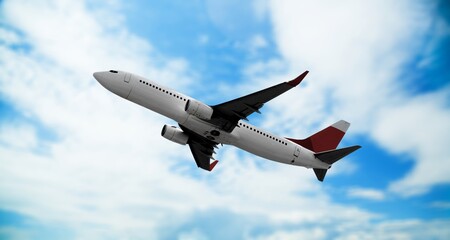Fototapeta na wymiar Airlines Jet in a blue sky at International Airport