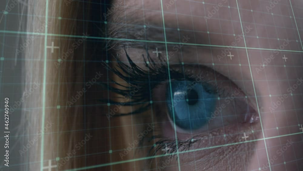 Canvas Prints Animation of data processing over eye of caucasian woman