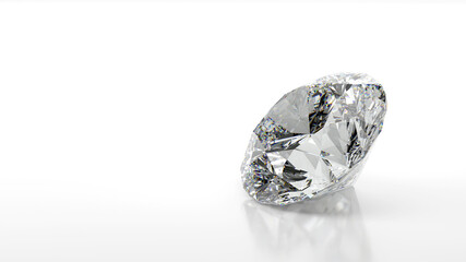 白背景のダイヤモンドの3Dレンダリング