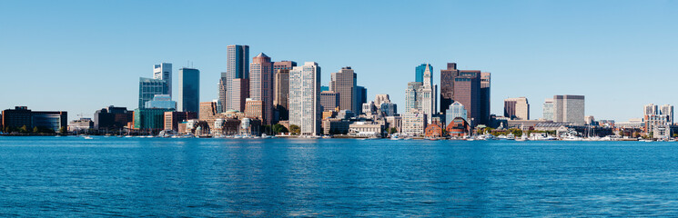 USA,ÔøΩMassachusetts, Boston, Coastal skyline of financial district skyscrapers