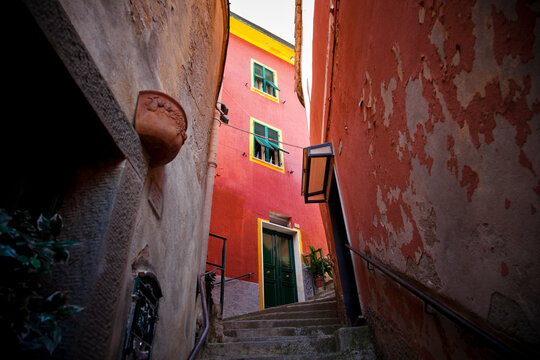 Narrow alley in Vernazza, Cinque Terre, Italy