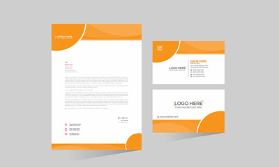 orange colored simple letterhead and business card design