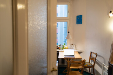 Laptop on table at home