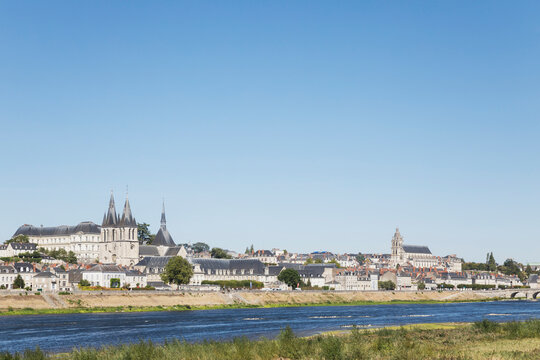 France, Centre-Val de Loire, Blois, Clear sky over riverside city in Loire Valley