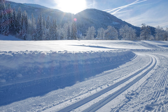 Austria, Salzburg State, Pongau, Wagrein, loipe in winter