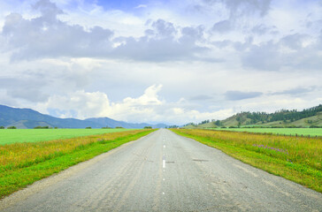 A deserted road in the Altai mountains