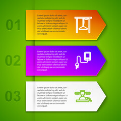 Set line Automatic irrigation sprinklers, Sensor, and Smart farming technology. Business infographic template. Vector