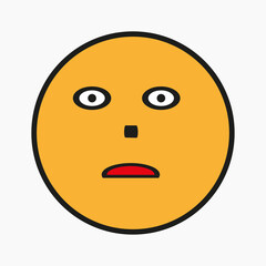 Shocked smile icon. Emotion concept. Message sign. Flat simple design. Hand drawn. Vector illustration. Stock image. 