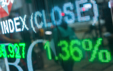 Detail of Stock Market Display, Hong Kong, China