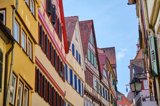 Row of houses in the old town, Tuebingen, Baden-Wuerttemberg, Germany