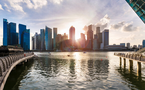 Skyline of Financial District and Marina Bay, Singapore
