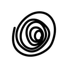 Hand drawn vector doodle illustration, abstract handwriting. Scribbled shape of a spiral circle