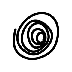 Hand drawn vector doodle illustration, abstract handwriting. Scribbled shape of a spiral circle