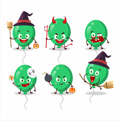 Halloween expression emoticons with cartoon character of green balloons