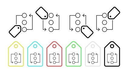 Compound vector icon in tag set illustration for ui and ux, website or mobile application